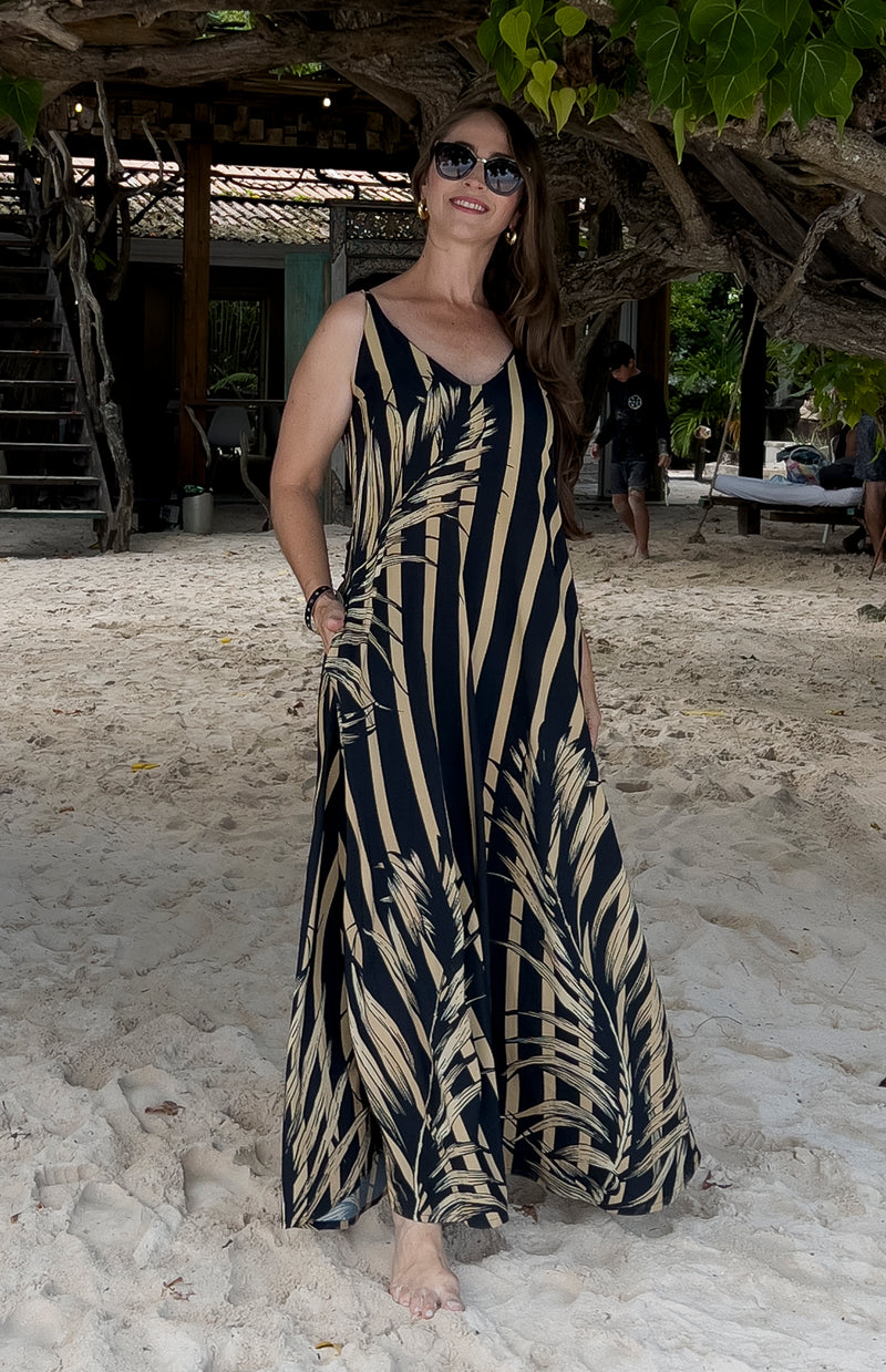VESTIDO FLORIDA PALMS GOLD