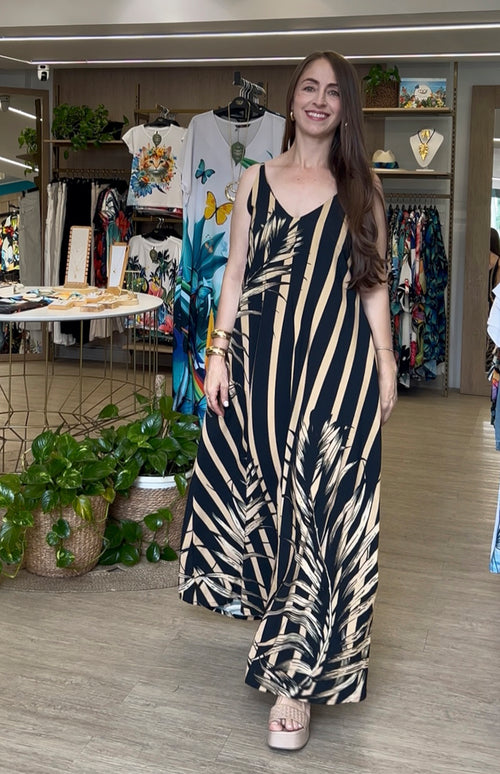 VESTIDO FLORIDA PALMS GOLD